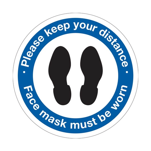 Floor & Carpet Marking Sign - Please Keep Your Distance, Face Mask Must ...